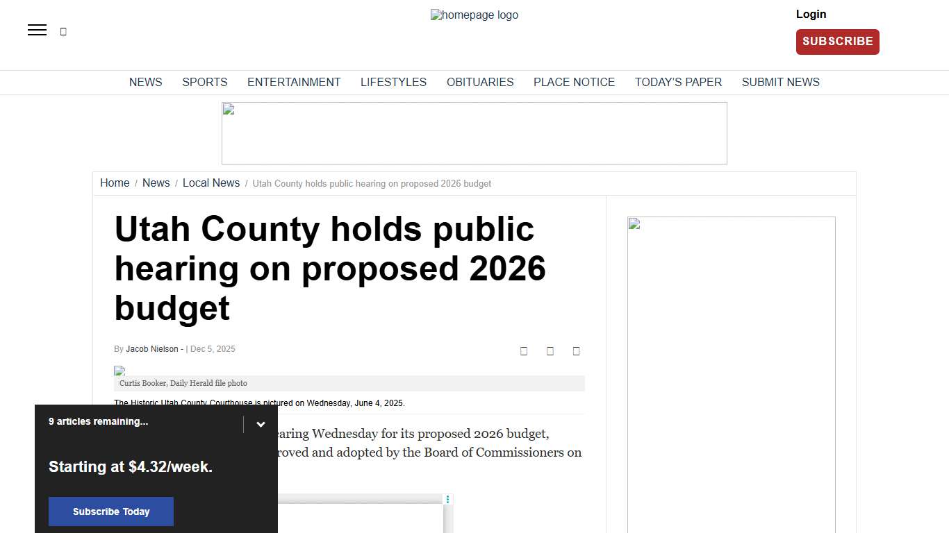 Utah County holds public hearing on proposed 2026 budget News, Sports, Jobs - Daily Herald